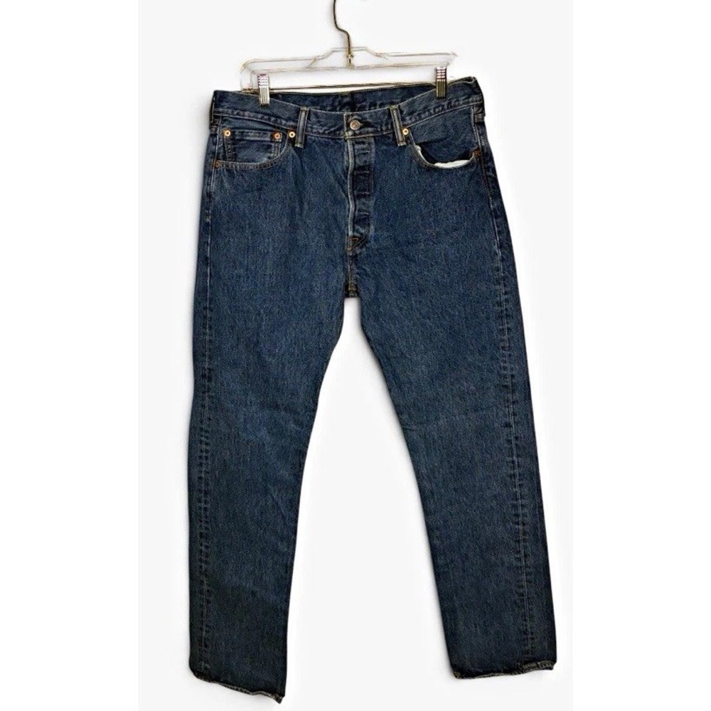 Levi's 501 Original Fit Jeans Mens 34x34 Button Fly Blue Straight Leg Denim